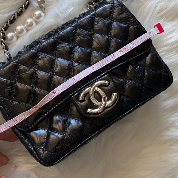 🌟 rare 🌟 Chanel vintage calfskin & tweed crossbody bag - Picture 6 of 17